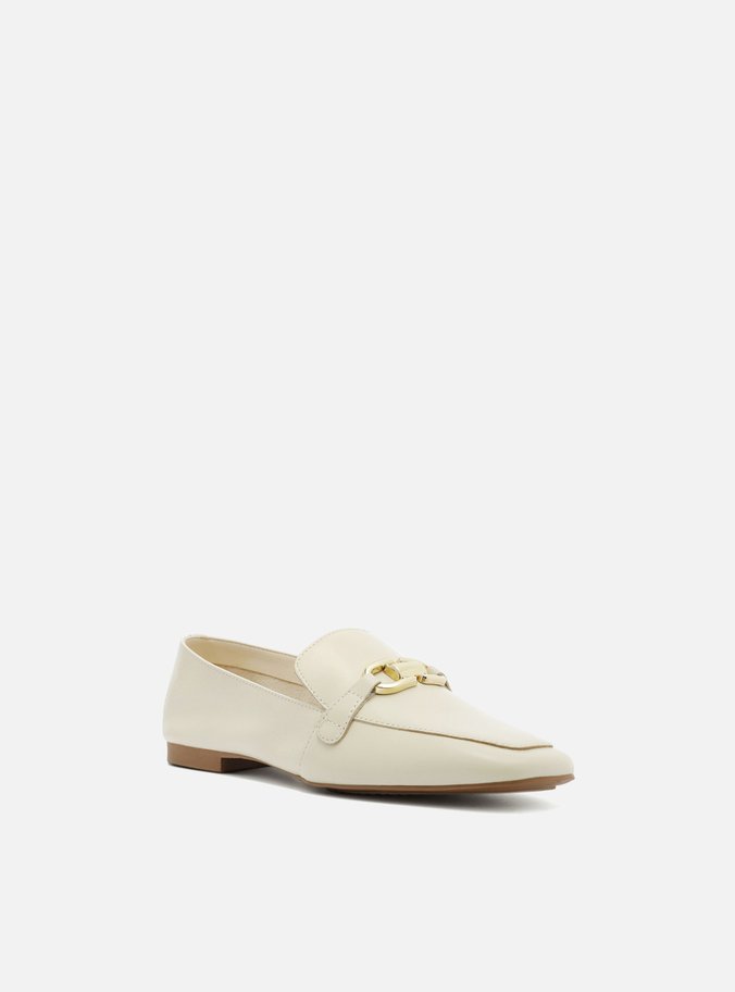 Mocassim Off-White Bico Quadrado Rasteiro