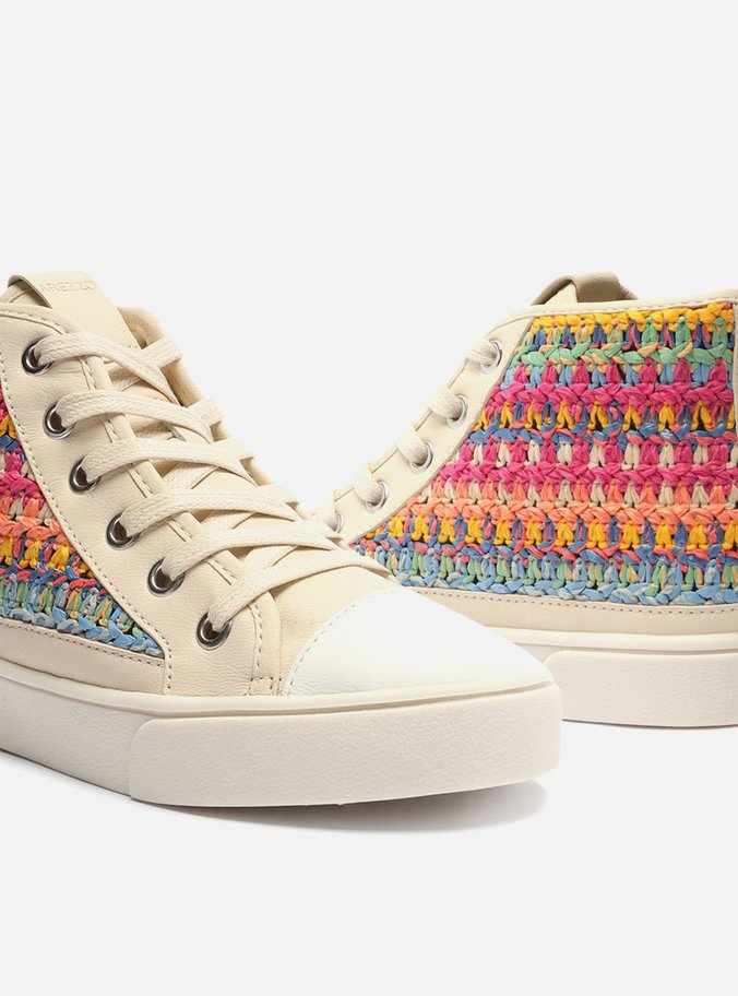 Tênis Infantil Off-White Cano Alto Trama Colorida