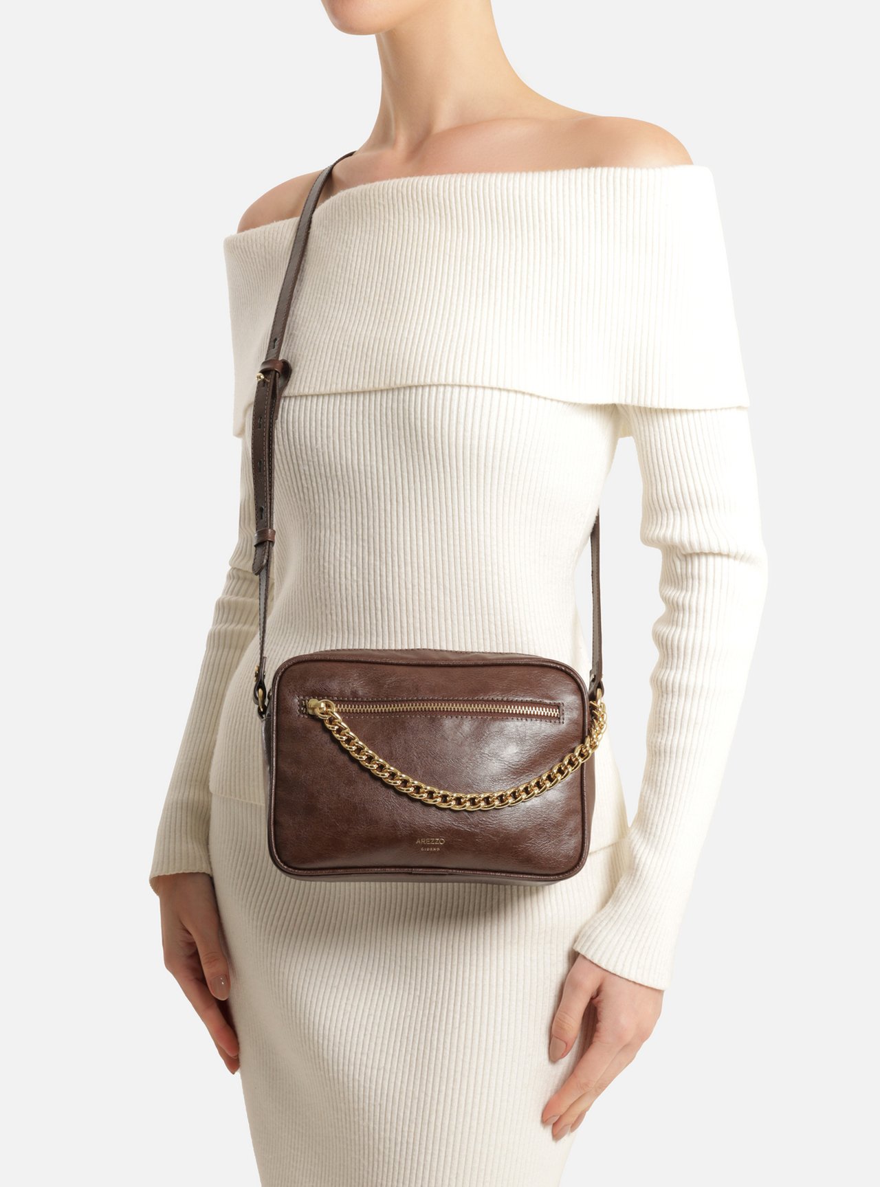 Bolsa Tiracolo Marrom Pequena Bolso Corrente — foto 6