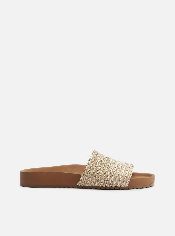 Rasteira Dourada Flatform Tira Única Trama
