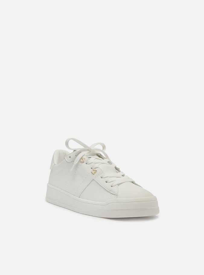 Tênis Branco Couro Detalhe Lateral