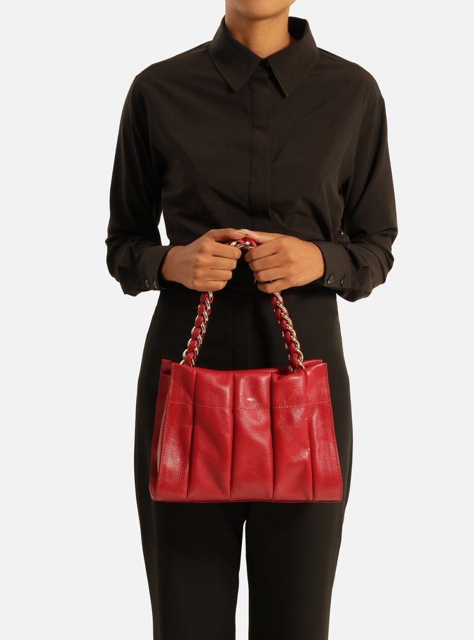 Bolsa Tote Vermelha Couro Milano Média