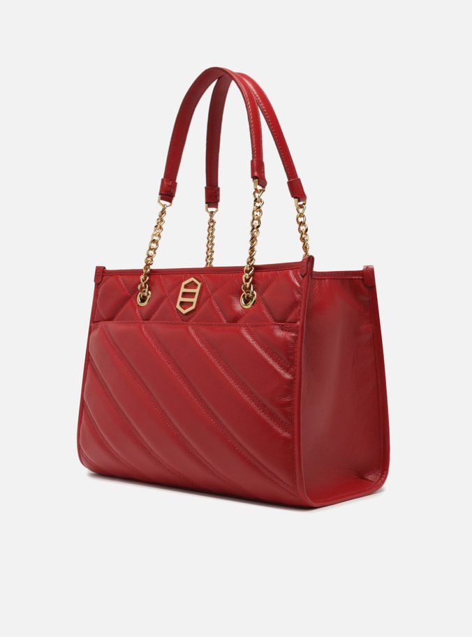 Bolsa Shopping Vermelha Couro Grande Matelassê