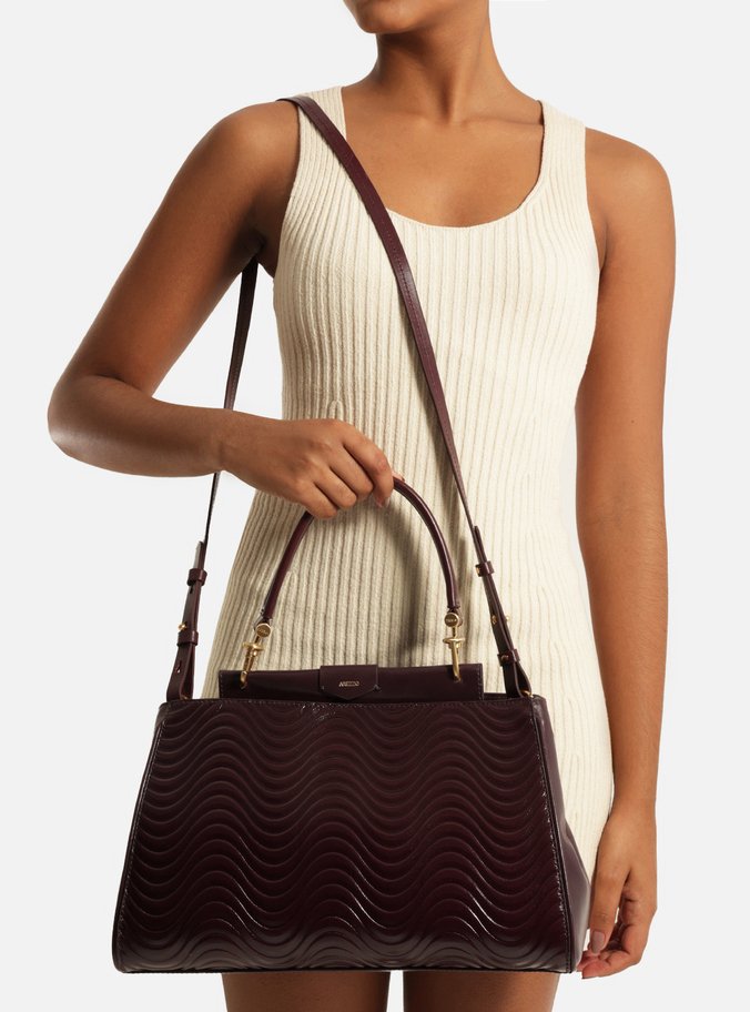 Bolsa Tote Bordô Couro Wave Grande