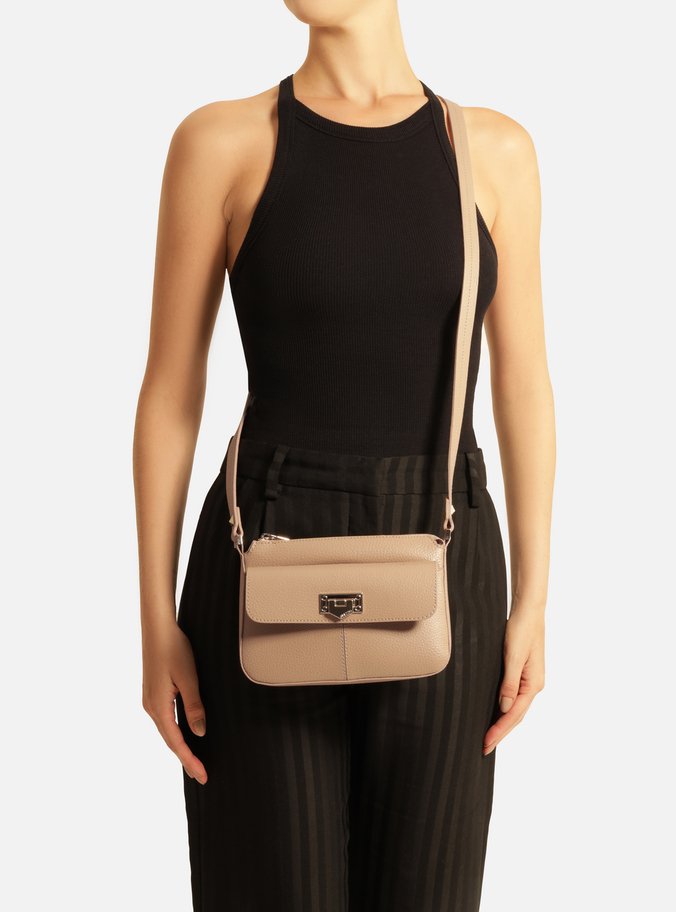 Bolsa Tiracolo Bege Pequena Encaixe Metal