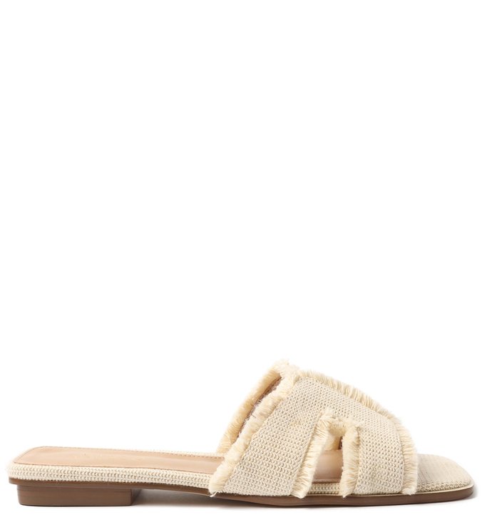 Rasteira Off-White Tecido Cru