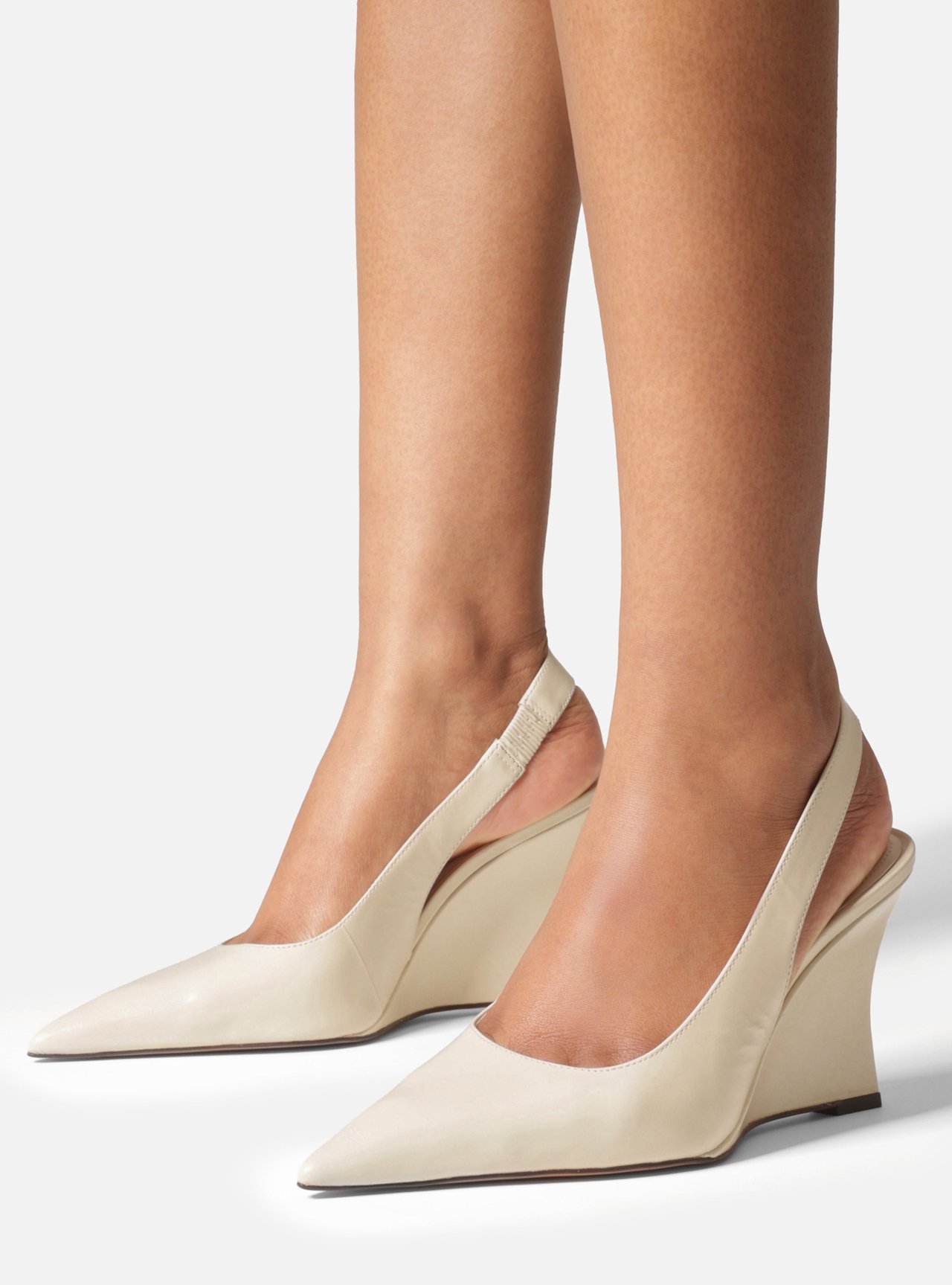 Scarpin Branco Couro Anabela Slingback — foto 6
