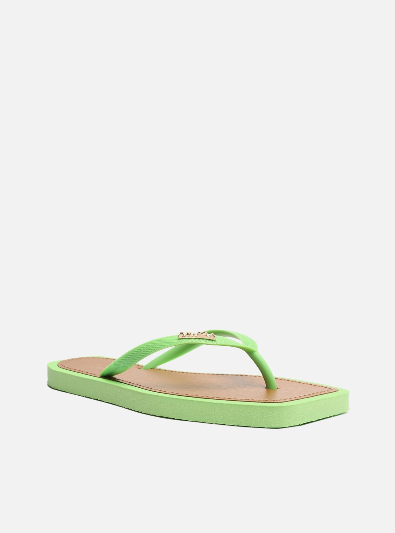 Chinelo de Dedo Verde Square Palmilha Marrom — foto 2