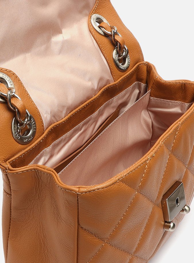 Bolsa Tiracolo Marrom Couro Média Mizz