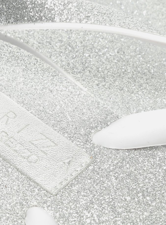 Chinelo de Dedo Branco Glitter Brizza Square