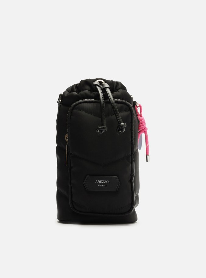 Mini Bag Preta Nylon Porta-Celular Puffer