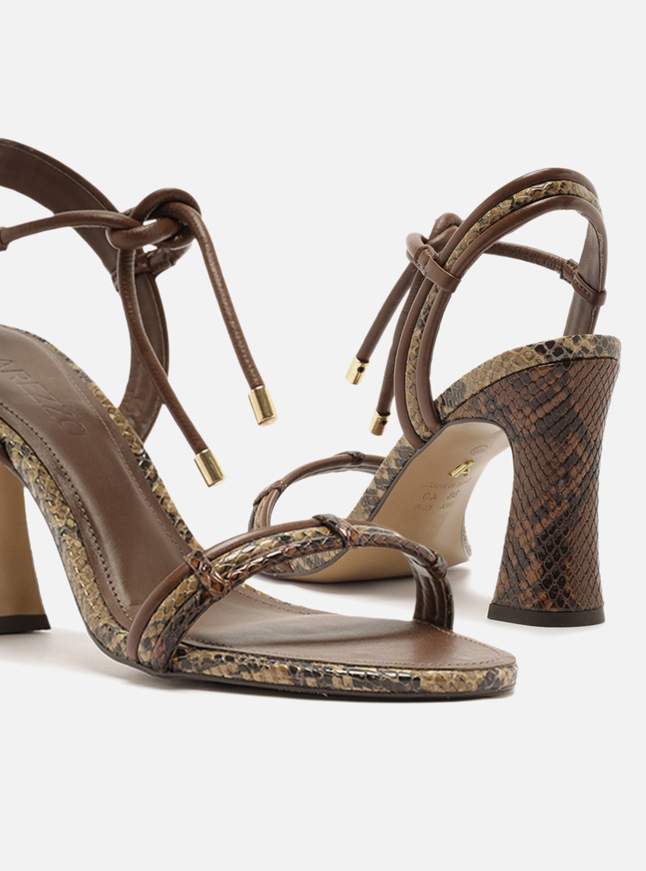 Sandália Animal Print Snake Amarração Salto Bloco — foto 4