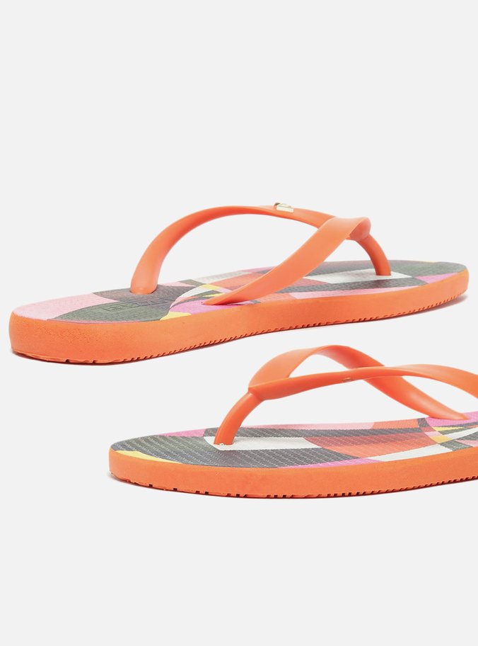 Chinelo de Dedo Laranja Estampa Geométrica Essential Brizza Scarf.Me