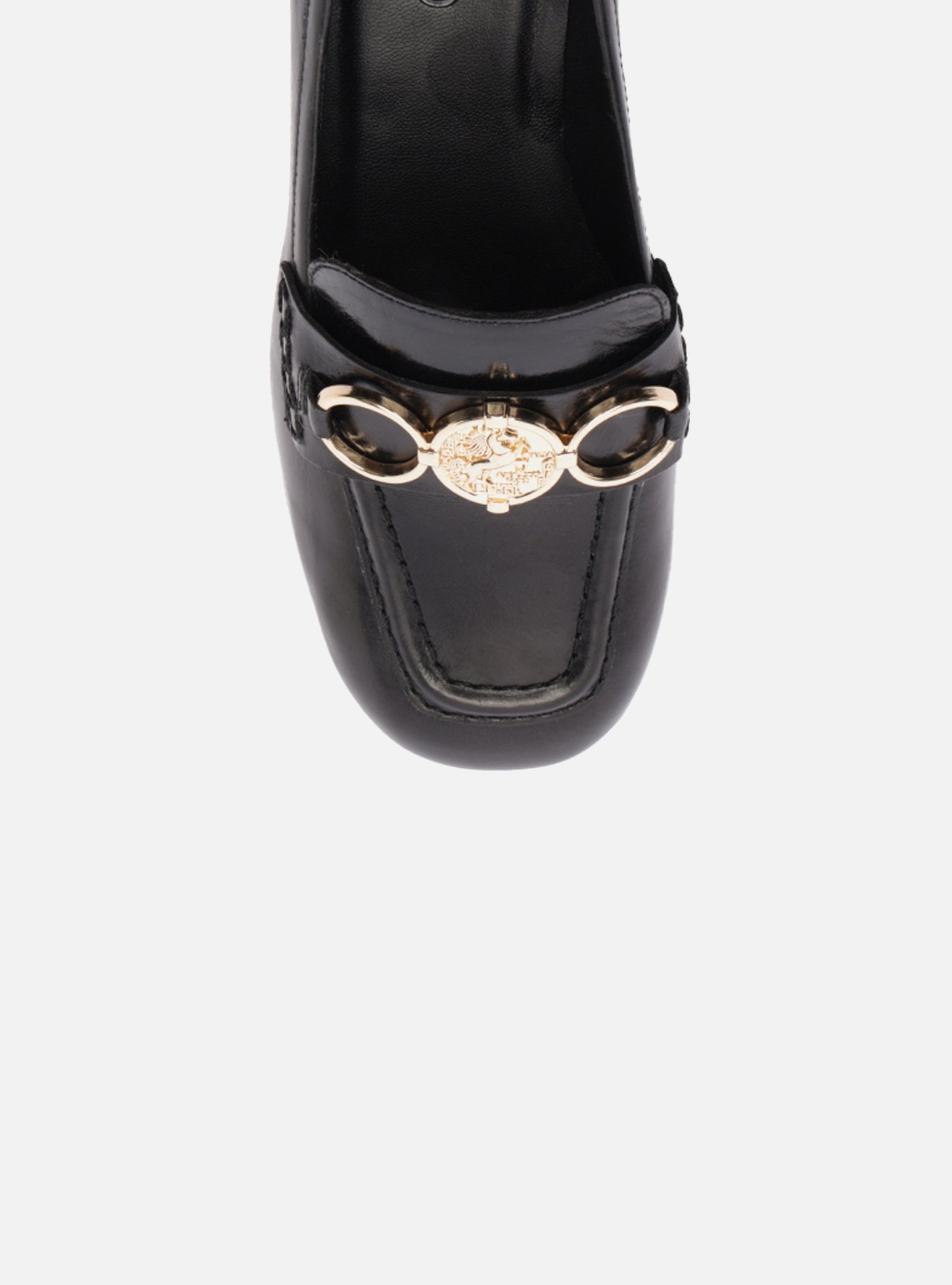 Loafer Preto Couro Salto Bloco Metal Heritage — foto 5