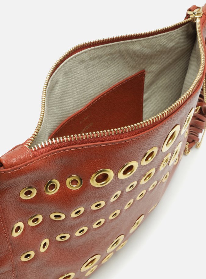 Bolsa Tiracolo Laranja Couro Grande Franjas