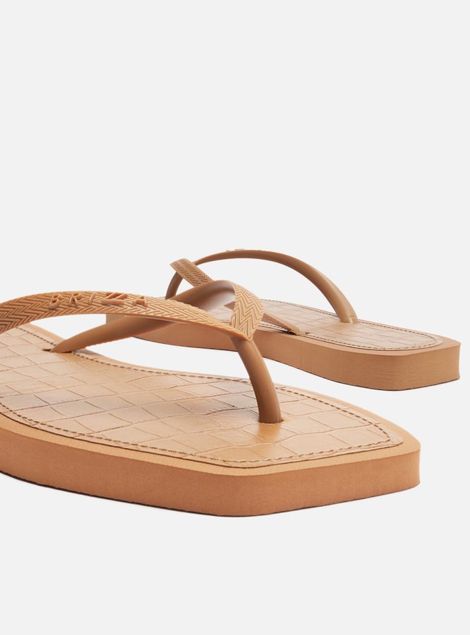 Chinelo de Dedo Marrom Square Palmilha Croco