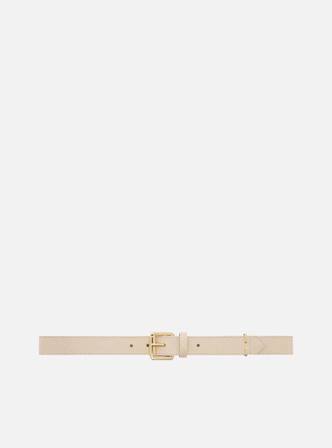 Cinto Off White Couro Médio Detalhe Metal