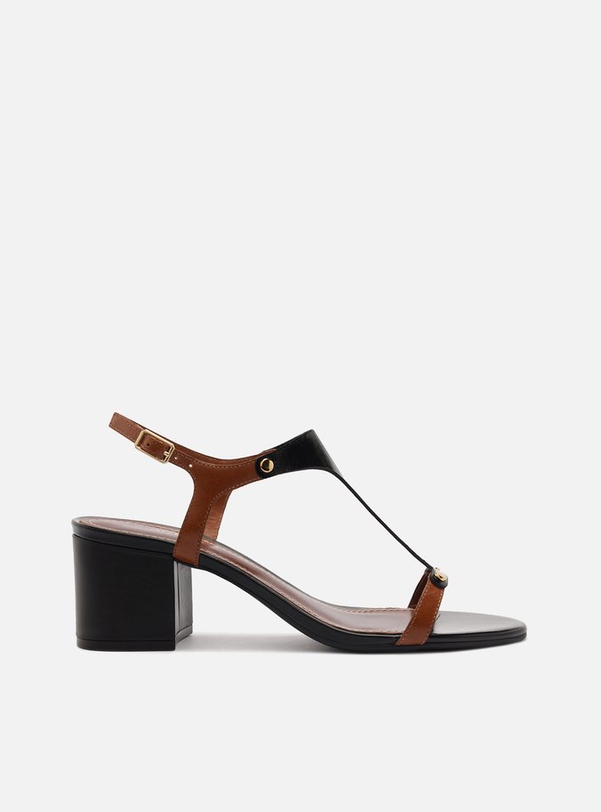 Sandália Multineutro Couro Salto Bloco