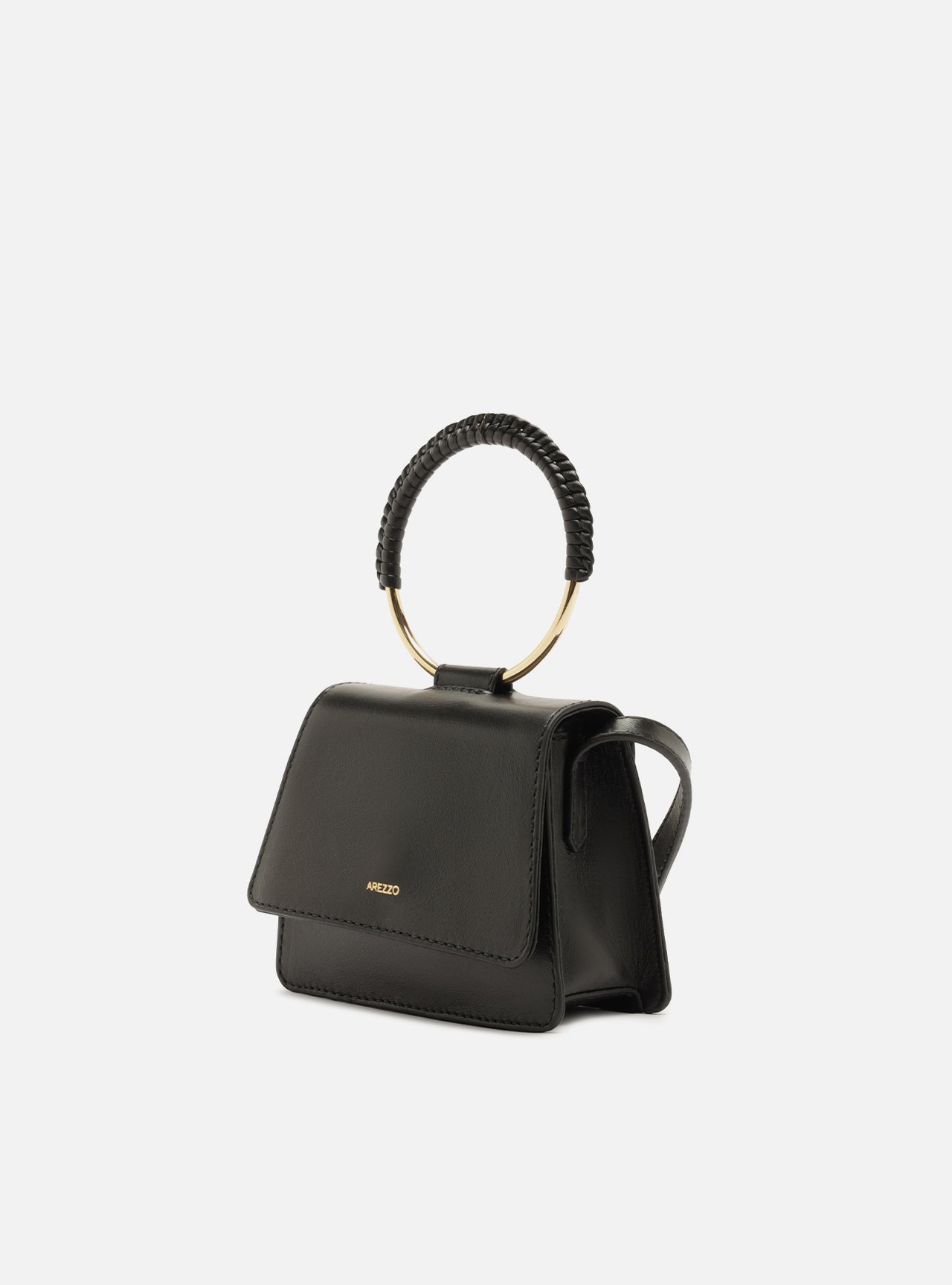 Bolsa Tiracolo Preta Couro Pequena — foto 2