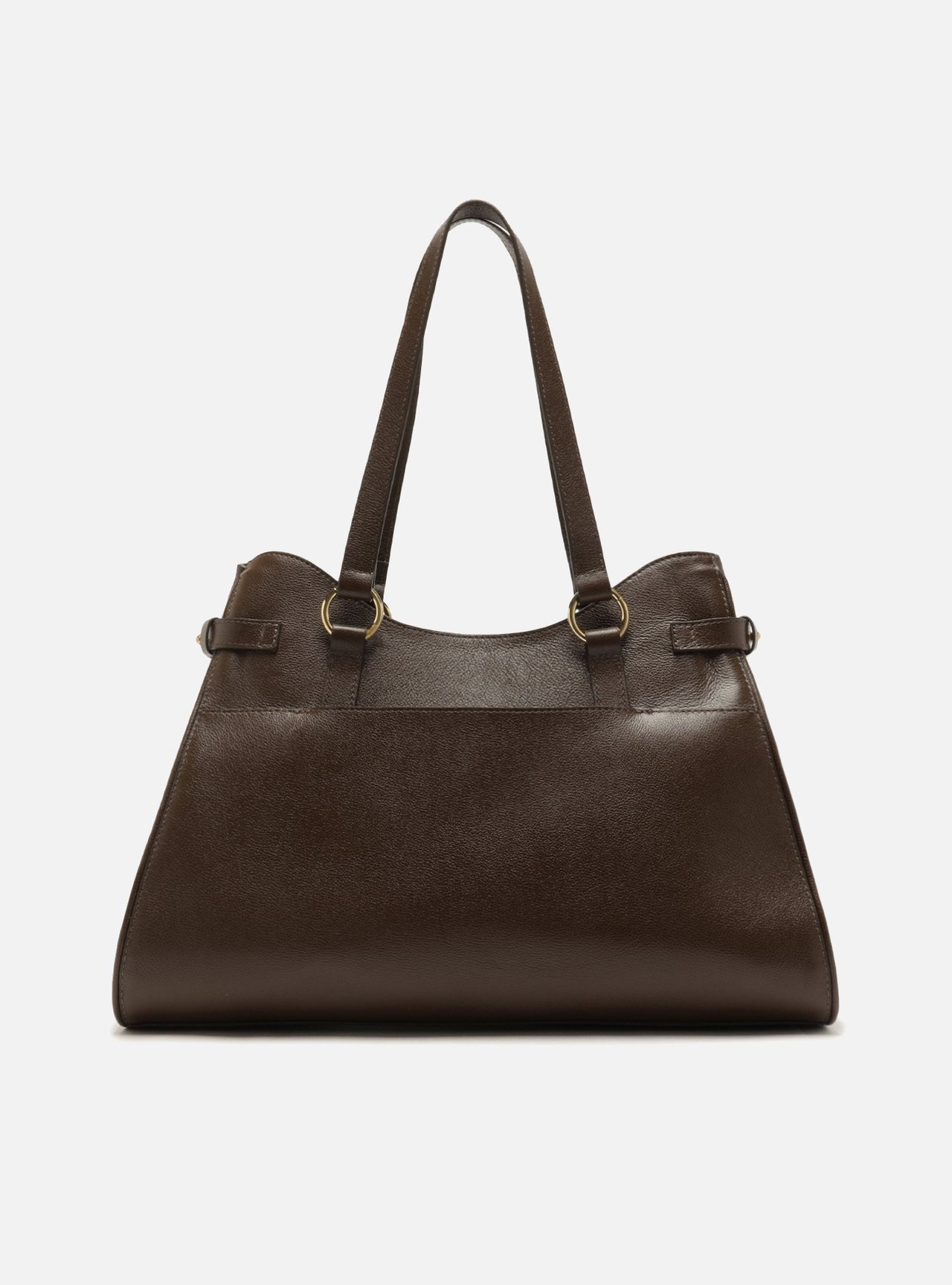 Bolsa Shopping Marrom Couro Grande Tiras Fivelas — foto 3