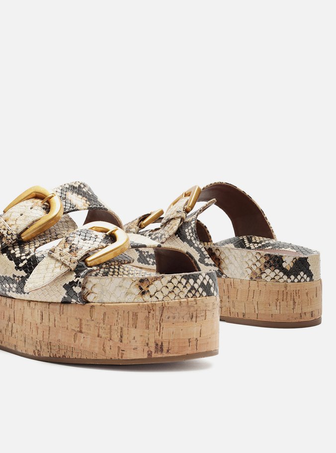 Sandália Snake Flatform Cortiça Fivelas