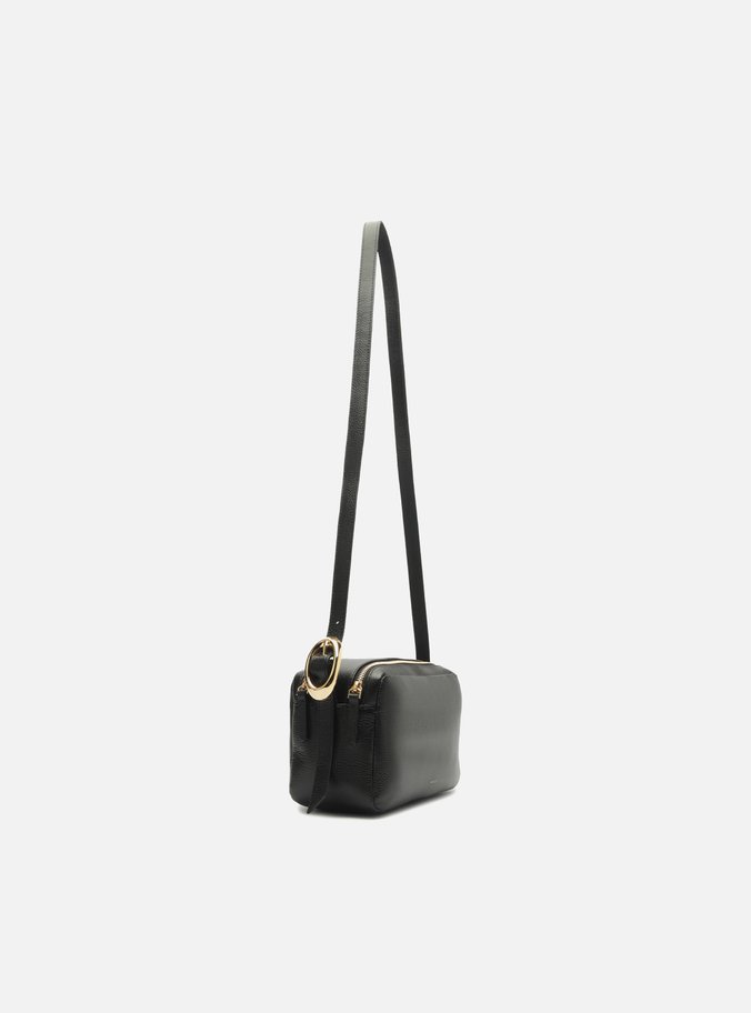 Bolsa Tiracolo Preta Couro Pequena Básica