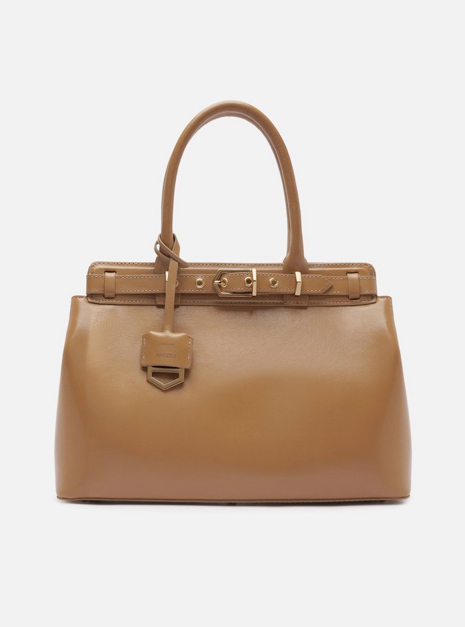 Bolsa Tote Bege Couro Grande Bag Charm Victória