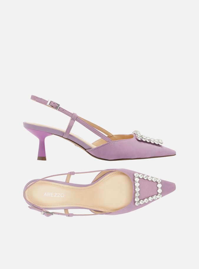 Scarpin Roxo Nobuck Bico Fino Slingback Emily