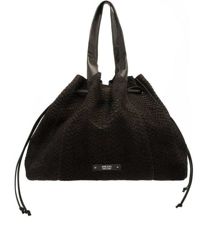 Bolsa Shopping New Matte Phyton Suzi Grande Preta