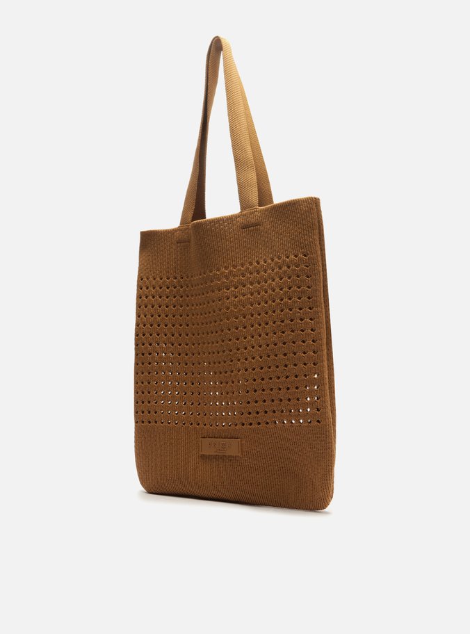 Bolsa Shopping Crochê Marrom Grande Brizza