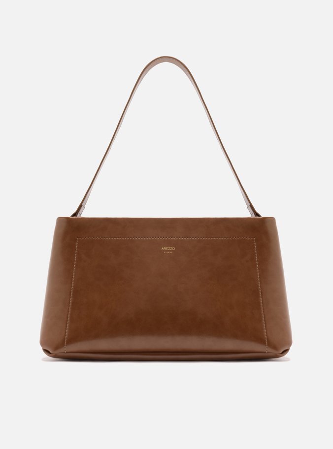 Bolsa Shoulder Marrom Grande Detalhe Costura
