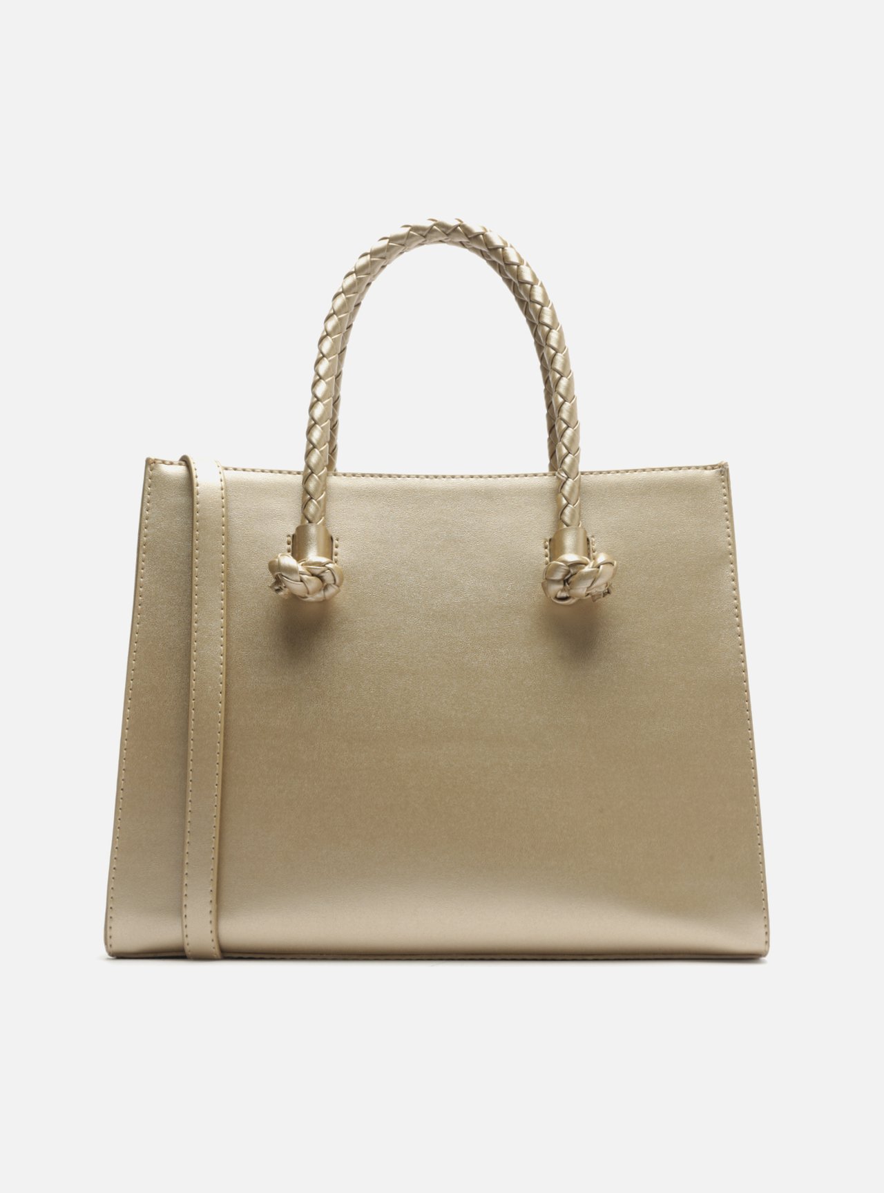 Bolsa Tote Dourada Grande Alças Tressê — foto 3
