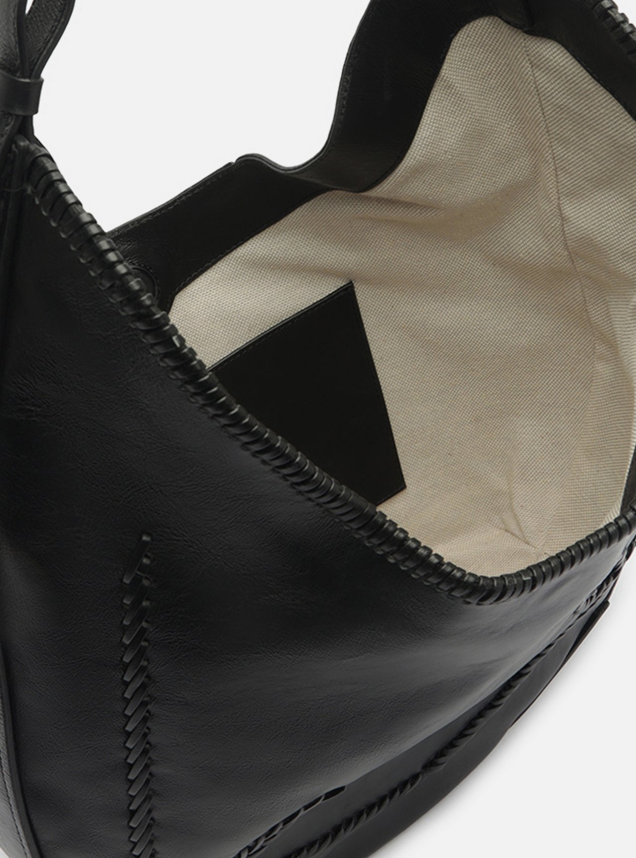 Bolsa Hobo Preta Couro Grande Tressê — foto 4