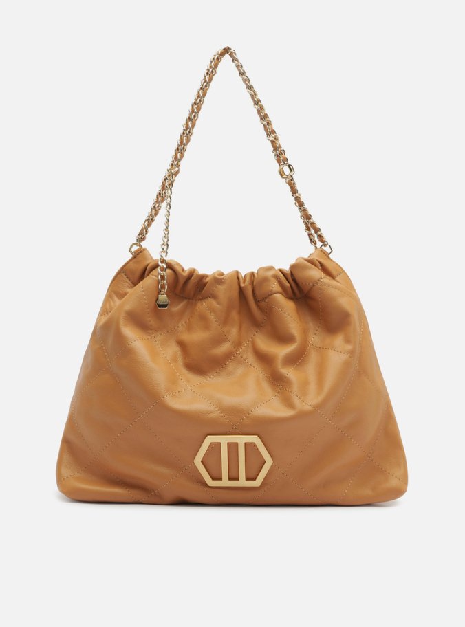 Bolsa Hobo Marrom Couro Grande Matelassê Corrente