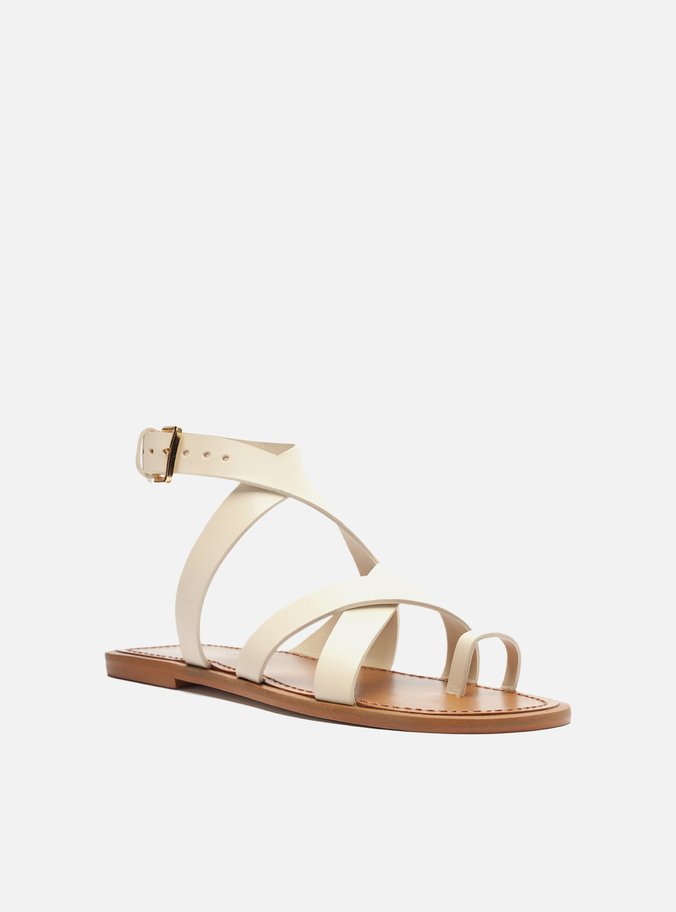 Sandália Rasteira Off-White Tiras Cruzadas