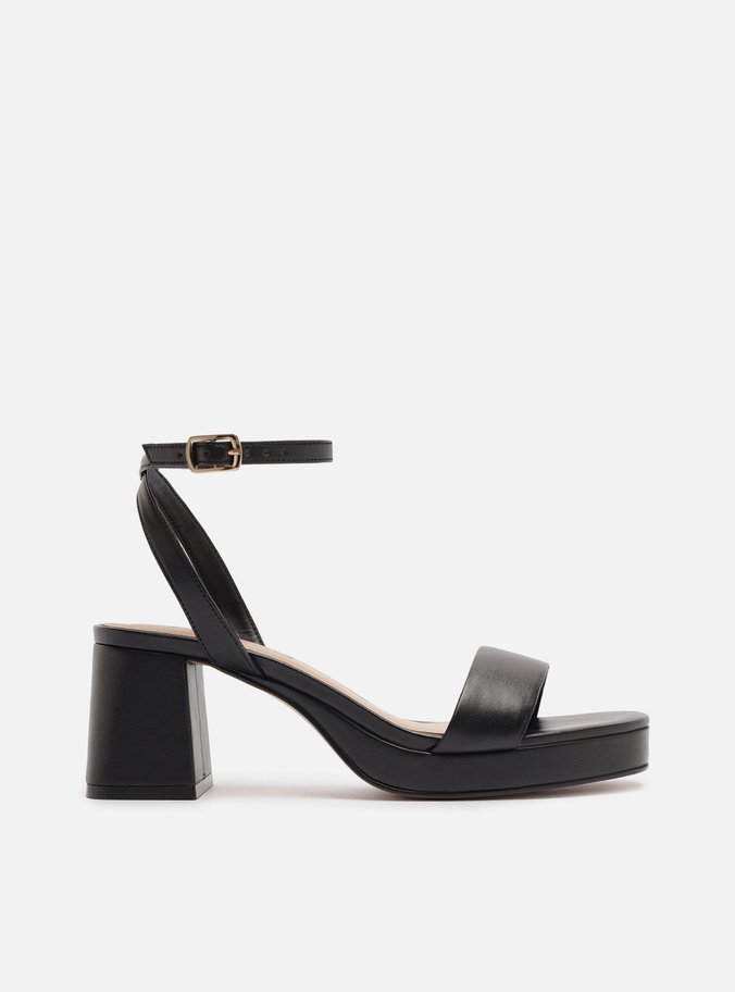 Sandália Preta Salto Bloco