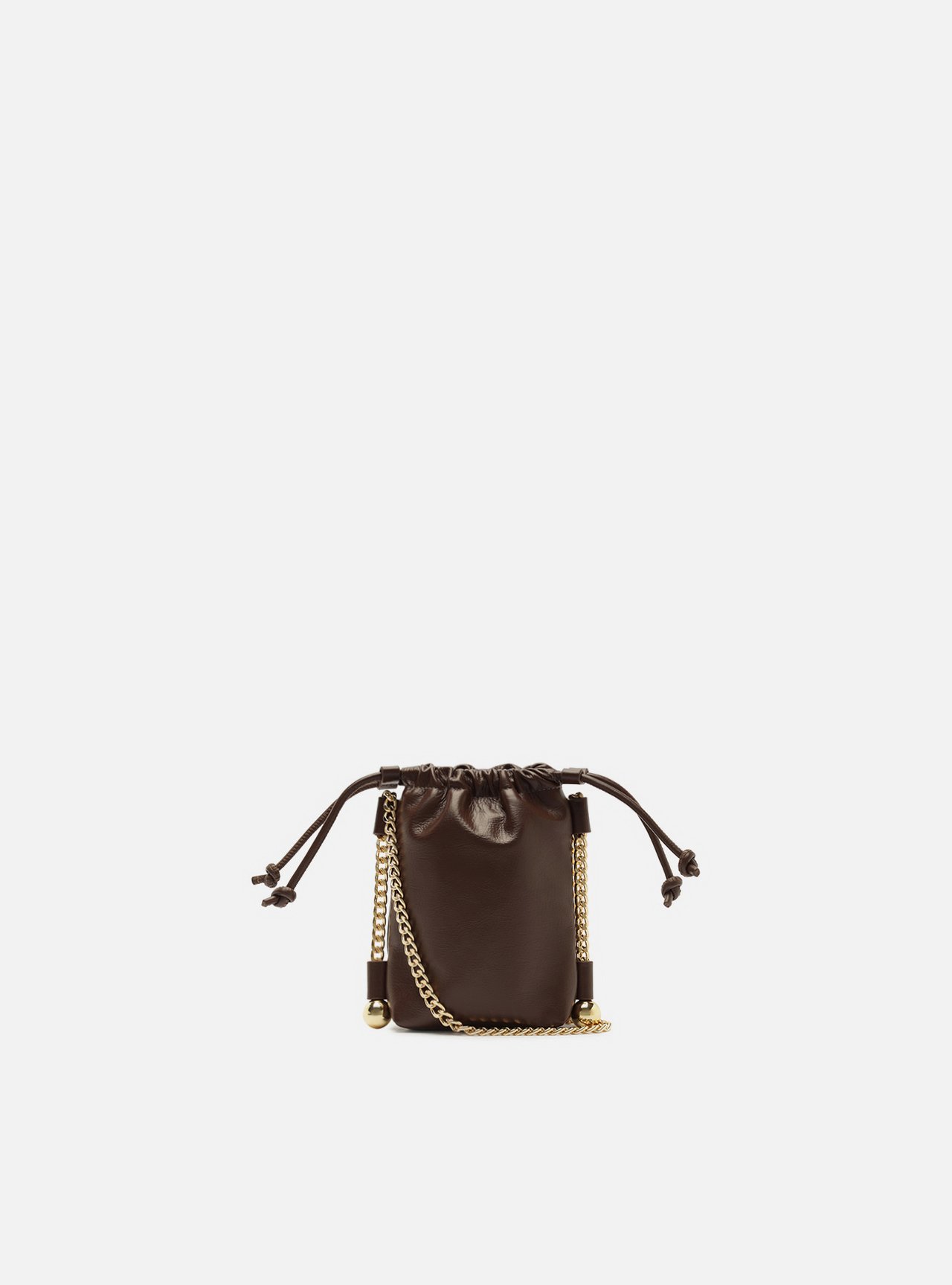 Bolsa Porta Celular Marrom Couro Pequena Corrente — foto 3