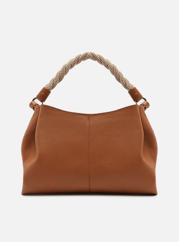 Bolsa Tote Marrom Couro Grande Alça Torcida