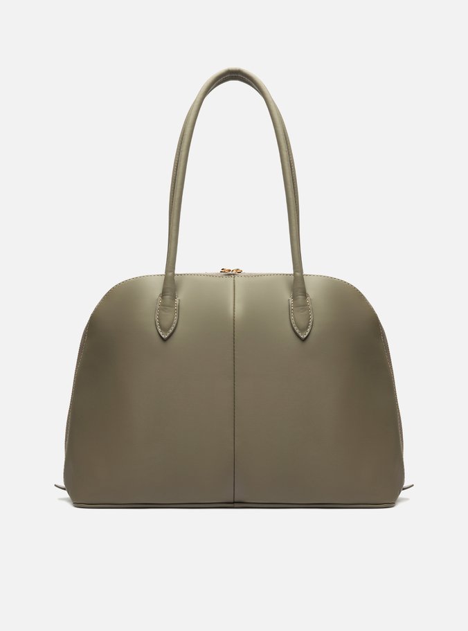 Bolsa Shopping Cinza Couro Grande Assinatura