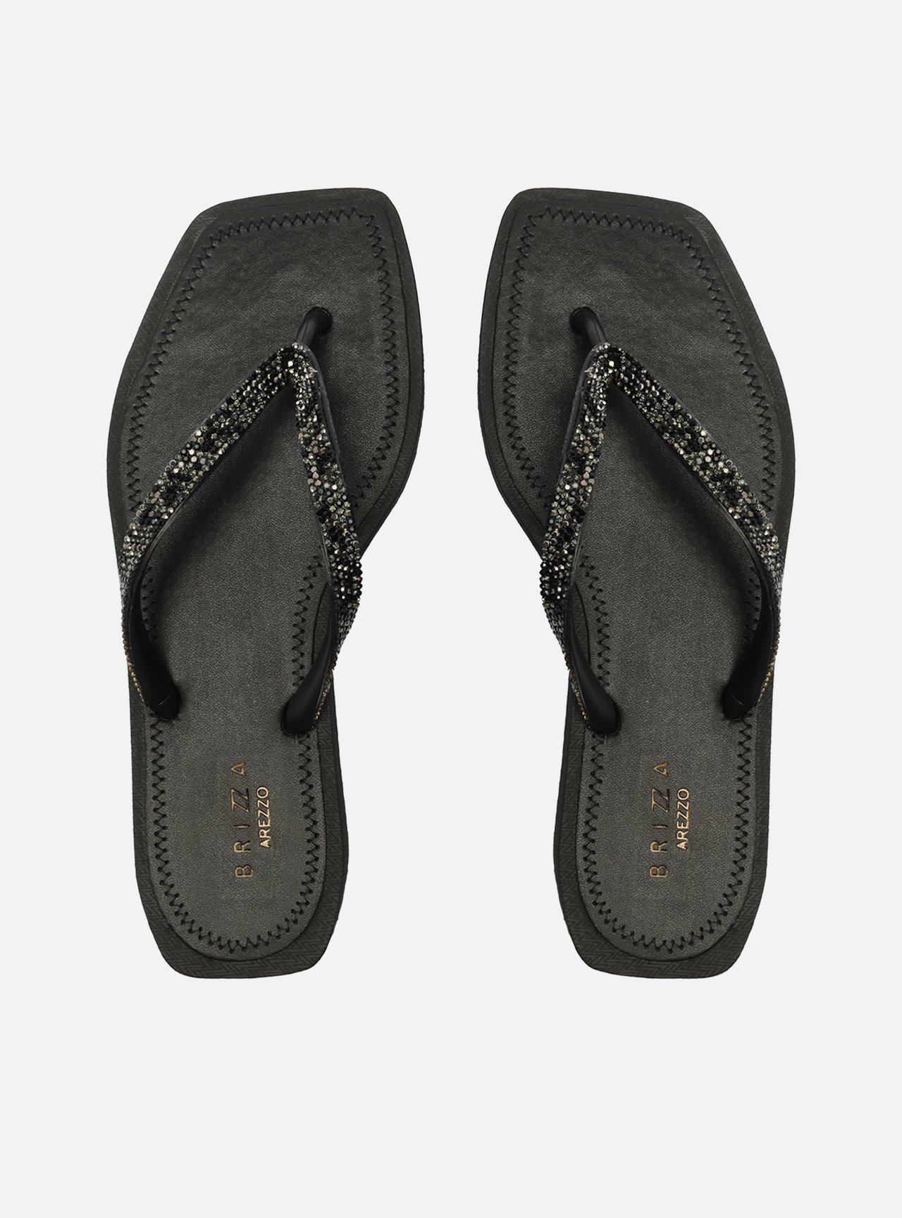 Chinelo de Dedo Preto Recouro Square Strass — foto 1