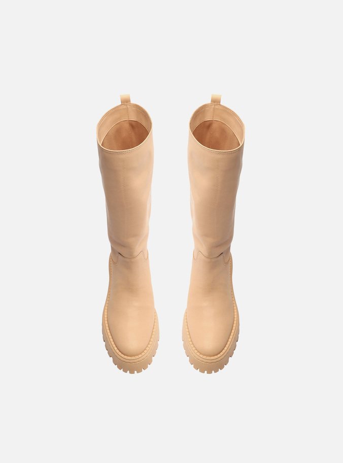 Bota Bege Couro Tratorada Catarina