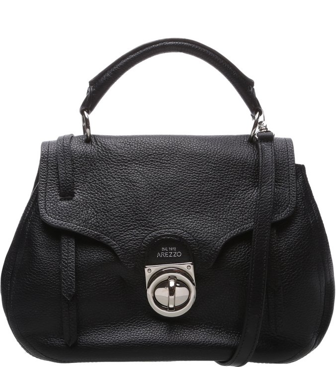 Bolsa Lady Satchel Couro Bettina Grande Preta
