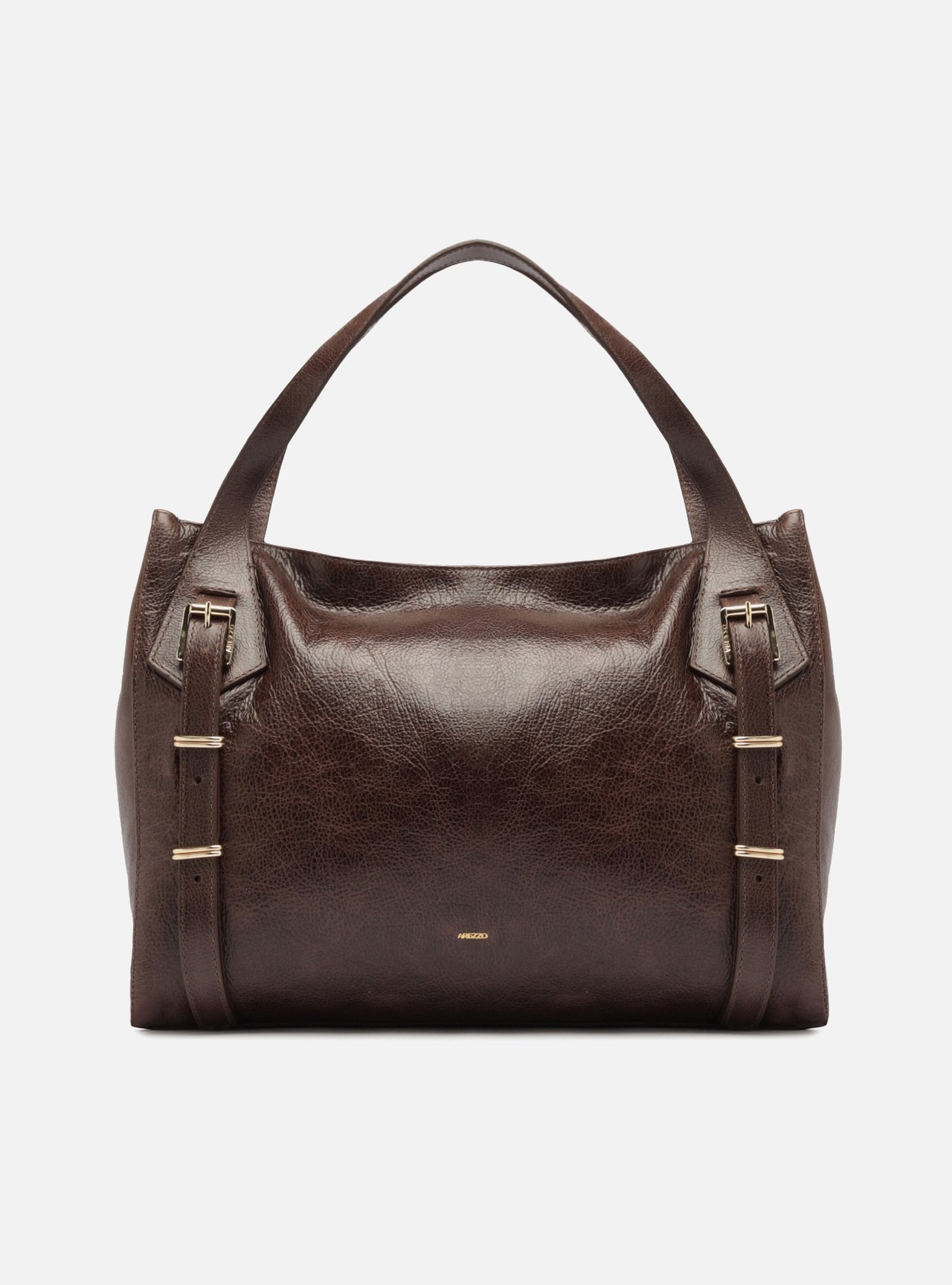 Bolsa Hobo Marrom Couro Grande Metais — foto 1