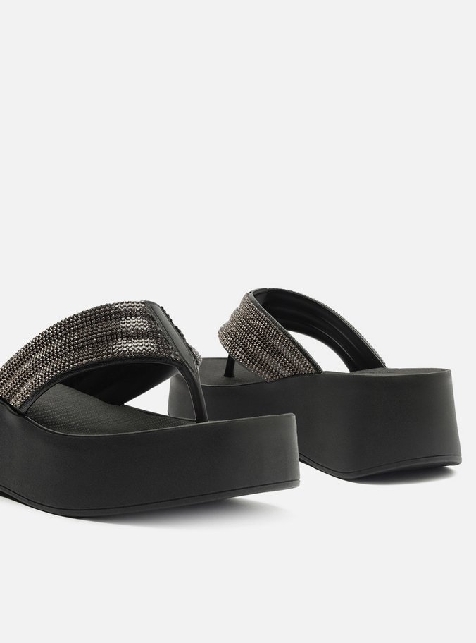 Tamanco Preta Flatform Lulu Strass