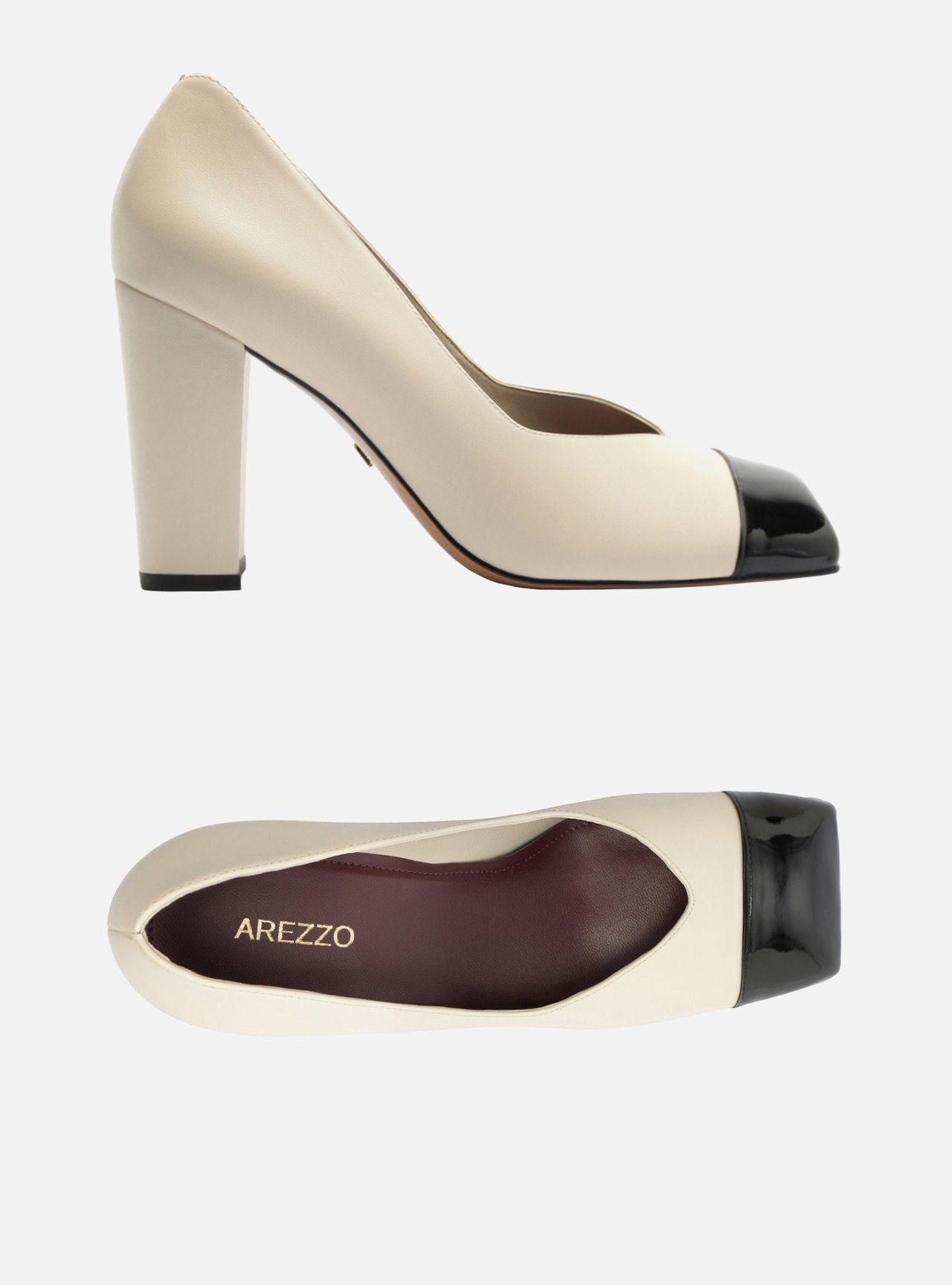 Scarpin Branco Multimaterial Salto Bloco — foto 6