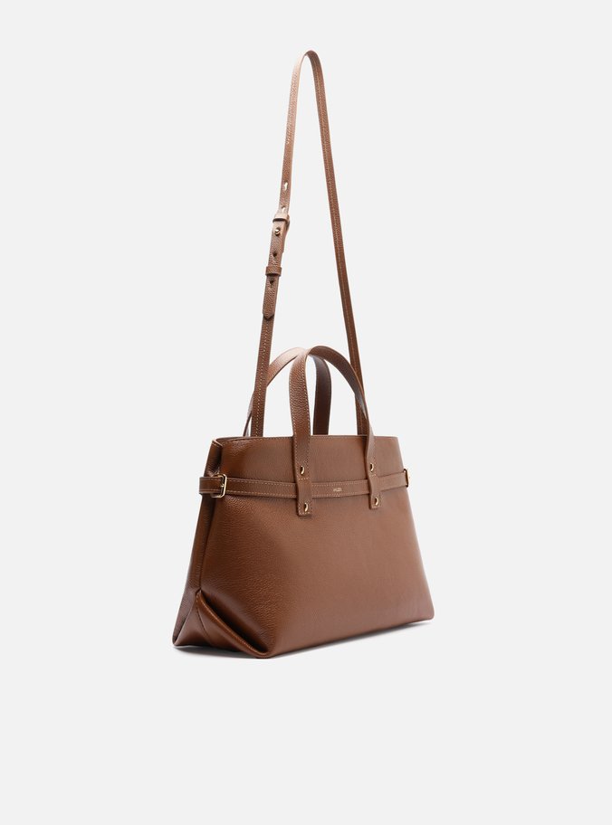 Bolsa Tote Marrom Couro Grande Fivelas