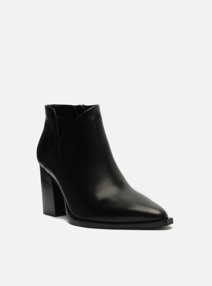 Bota Preta Couro Cano Curto Bloco