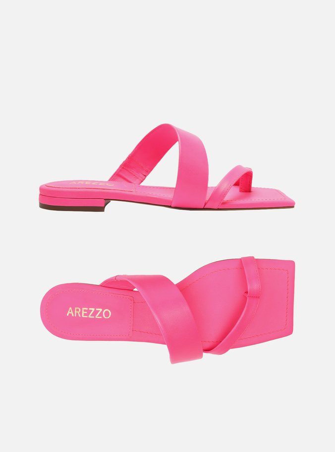 Rasteira Rosa Couro Flat Dedo