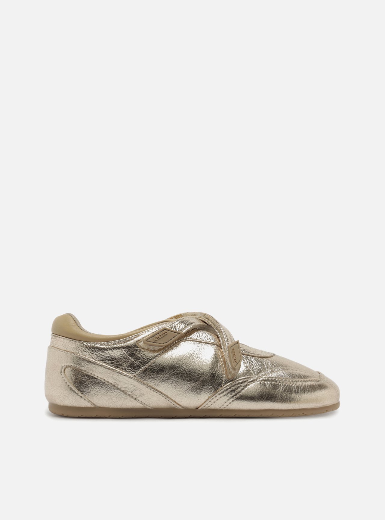 Tênis Slip On Dourado Tiras Velcro — foto 1