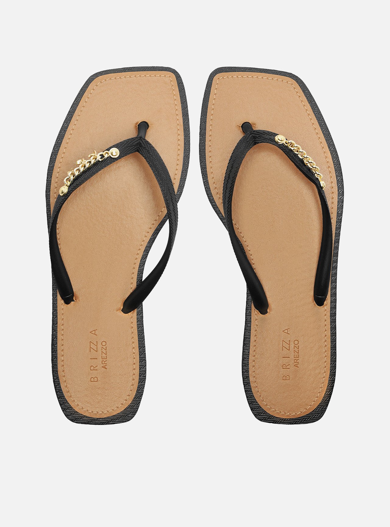 Chinelo de Dedo Preto Recouro Square Pins — foto 1